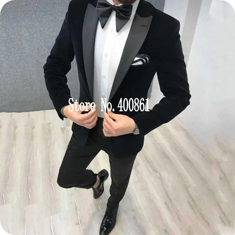 Hot Recommend One Button Black Velvet Groom Tuxedos Groomsmen Peak Lapel Mens Suits Blazers (Jacket+Pants+Tie) W:892
Hot Recommend One Button Black Velvet Groom Tuxedos Groomsmen Peak Lapel Mens Suits Blazers (Jacket+Pants+Tie) W:892