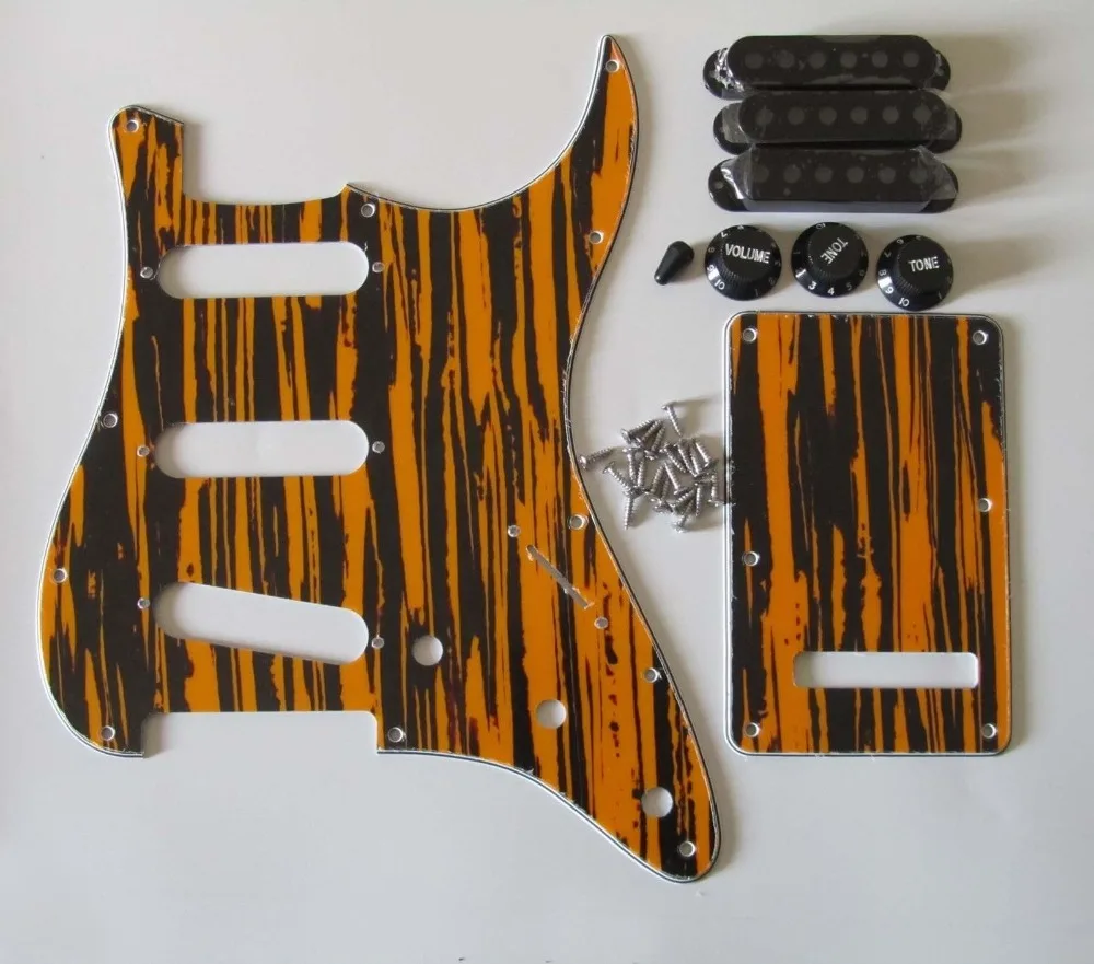Для Strat Pickguard набор черных/желтых плетеных w/черных крышек для пикапа, ручек, искусственных элементов
Для Strat Pickguard набор черных/желтых плетеных w/черных крышек для пикапа, ручек, искусственных элементов