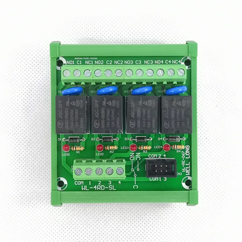DIN Rail Mount 4 Channel Power Relay Interface Module PNP Type 9V 15A Power Relay Interface Module,HF JQC-3FF-9V-1ZS Relay.
DIN Rail Mount 4 Channel Power Relay Interface Module PNP Type 9V 15A Power Relay Interface Module,HF JQC-3FF-9V-1ZS Relay.