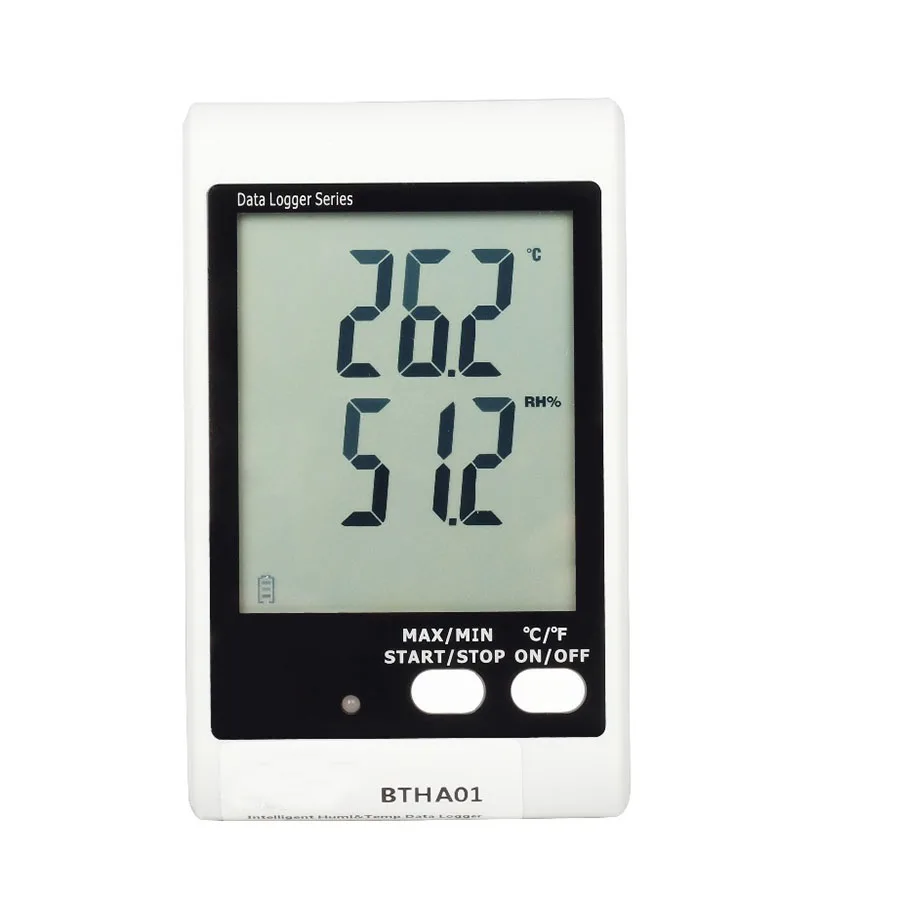 BTHA01 Big screen with sound and light alarm temperature + humidity recorder (built-in probe)
BTHA01 Big screen with sound and light alarm temperature + humidity recorder (built-in probe)