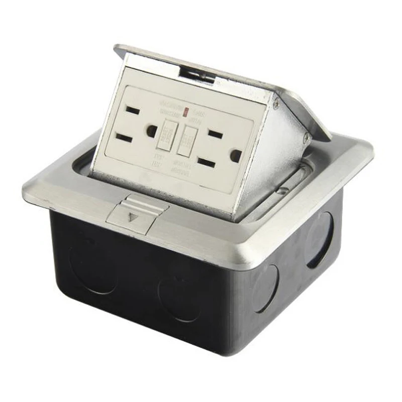 GFCI Aluminum Silver Panel USA Standard 2 Way Pop Up Floor Socket Electrical Outlet Modular Customized
GFCI Aluminum Silver Panel USA Standard 2 Way Pop Up Floor Socket Electrical Outlet Modular Customized