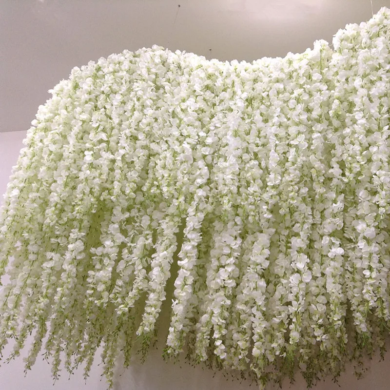 180 cm Long Elegant White Artificial Wisteria Silk Flower Vine For Home Party Wedding Garden Floral Decoration
180 cm Long Elegant White Artificial Wisteria Silk Flower Vine For Home Party Wedding Garden Floral Decoration