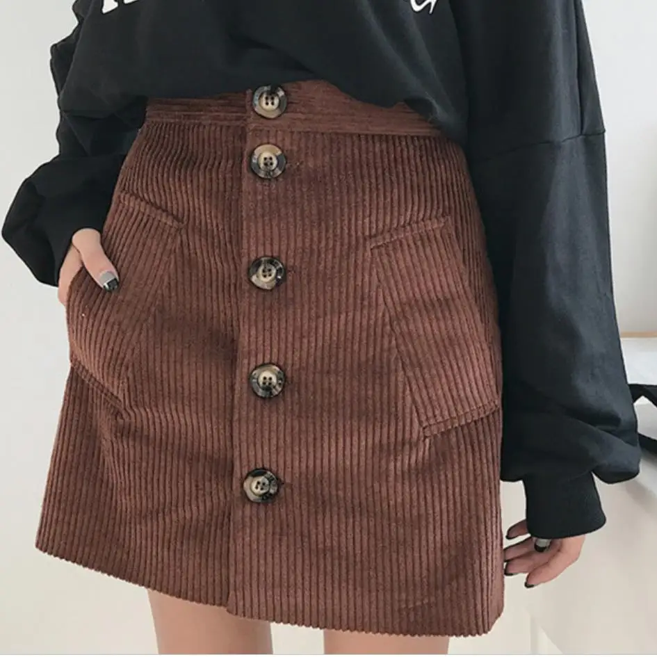 Winter Autumn Corduroy Skirt Ladies Fashion High Waist single breasted women Casual Fashion Mini skirt
Winter Autumn Corduroy Skirt Ladies Fashion High Waist single breasted women Casual Fashion Mini skirt