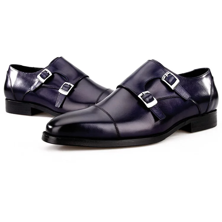 Fashion Black / Blue Double Monk Strap Business Shoes Genuine Leather Mens Wedding Dress Shoes
Fashion Black / Blue Double Monk Strap Business Shoes Genuine Leather Mens Wedding Dress Shoes