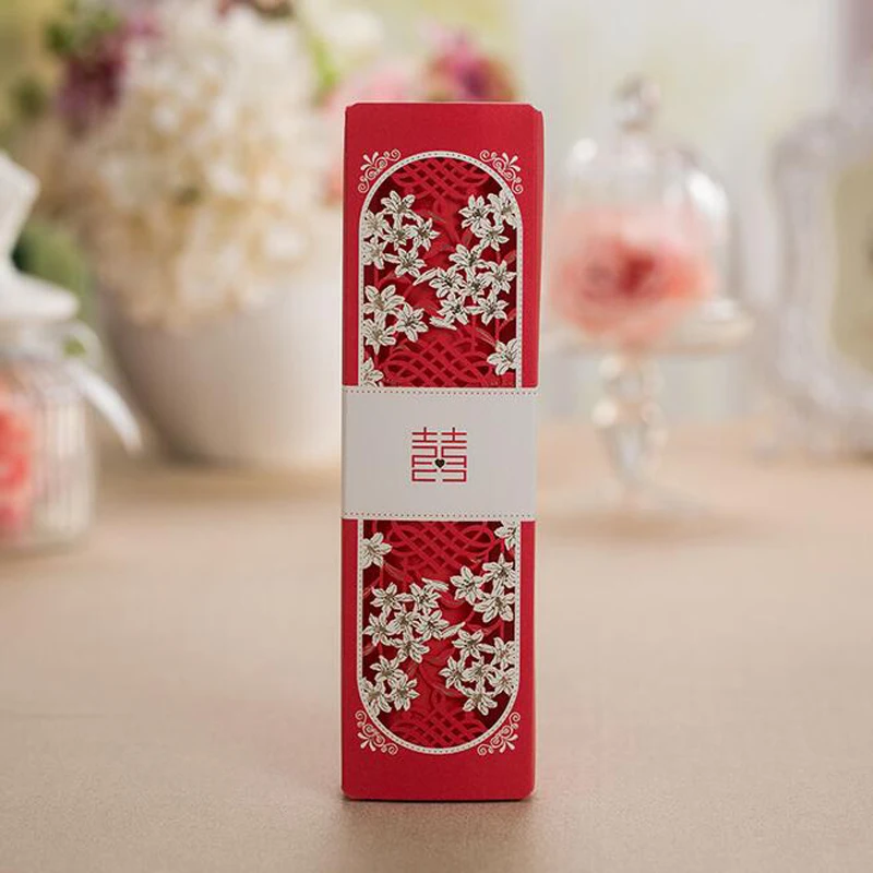 50pcs Red Scroll Laser Cut Box Packed Wedding Invitation Card With Butterfly Knot Customizable Marriage Wedding DecorSupplies
50pcs Red Scroll Laser Cut Box Packed Wedding Invitation Card With Butterfly Knot Customizable Marriage Wedding DecorSupplies
