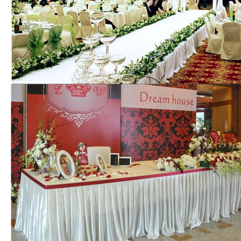 20FT(6M) Length table skirt Ice silk table cloth Hot Sale wedding table skirt banquet party table decoration Free Shipping
20FT(6M) Length table skirt Ice silk table cloth Hot Sale wedding table skirt banquet party table decoration Free Shipping
