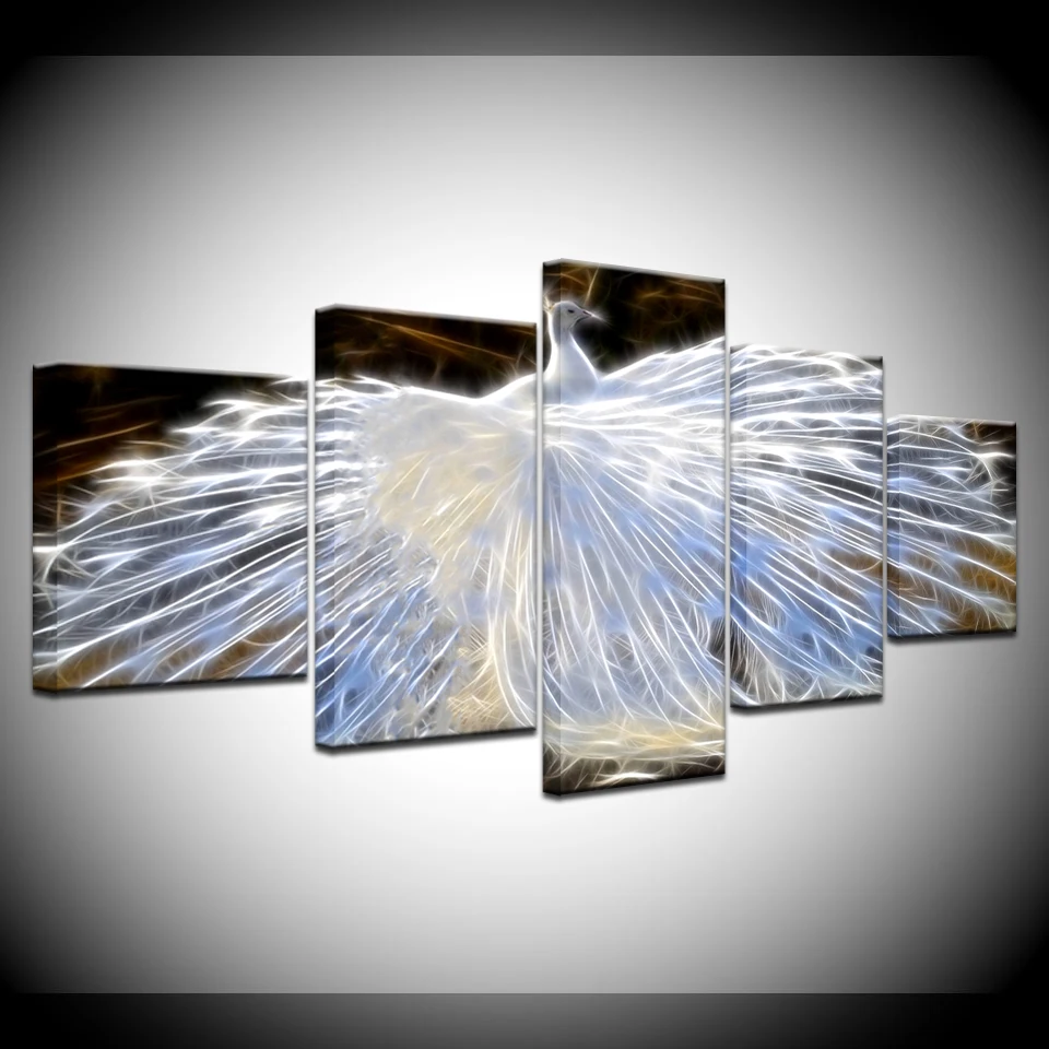 The white Peacocks 5 Piece Canvas Wallpapers modern Poster Modular art painting for Living Room Home Decor
The white Peacocks 5 Piece Canvas Wallpapers modern Poster Modular art painting for Living Room Home Decor