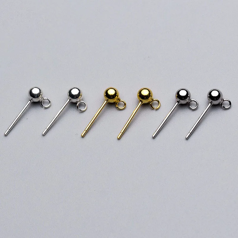 1pair 100% 925 Sterling Silver Round Ball Stud Earring With Loop 3/4/5mm Gold Color Ear Pins Connector DIY Jewelry Findings
1pair 100% 925 Sterling Silver Round Ball Stud Earring With Loop 3/4/5mm Gold Color Ear Pins Connector DIY Jewelry Findings