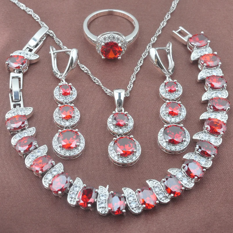 Red Zirconia 925 Silver Women's Jewelry Sets Bracelet Necklace Pendant Earrings Ring YZ0490
Red Zirconia 925 Silver Women's Jewelry Sets Bracelet Necklace Pendant Earrings Ring YZ0490