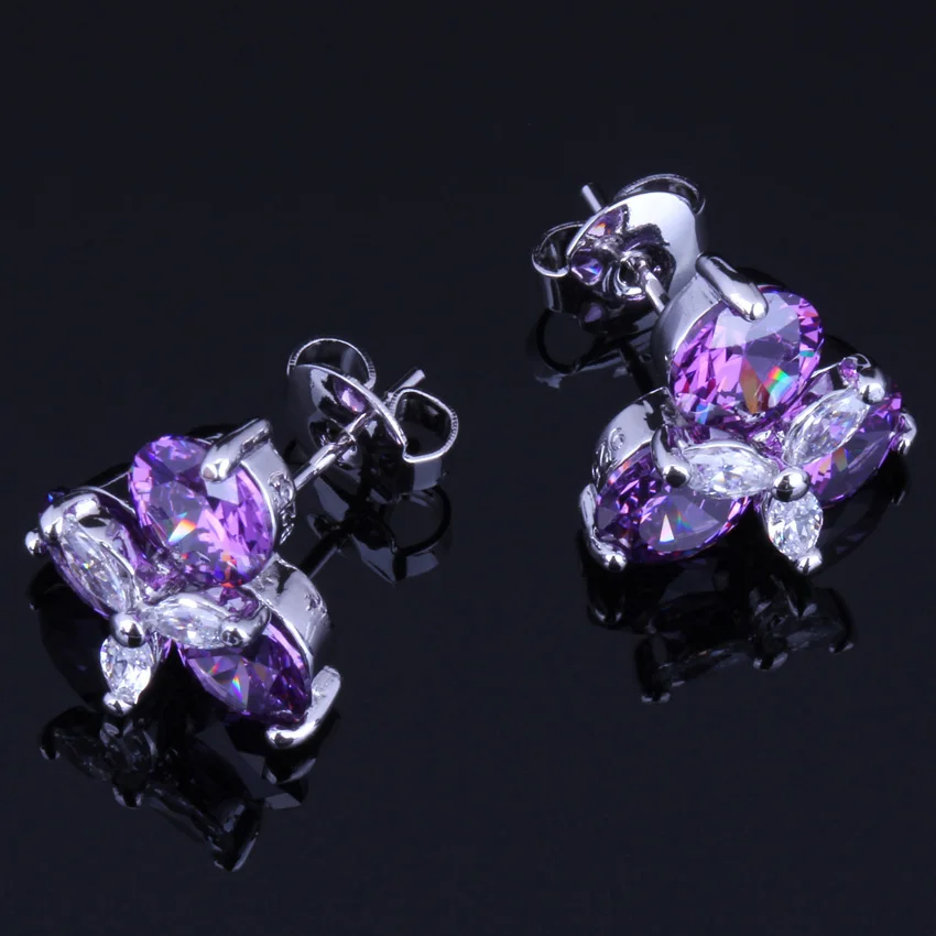 Resplendent Flower Purple Cubic Zirconia White CZ Silver Plated Stud Earrings V0172
Resplendent Flower Purple Cubic Zirconia White CZ Silver Plated Stud Earrings V0172