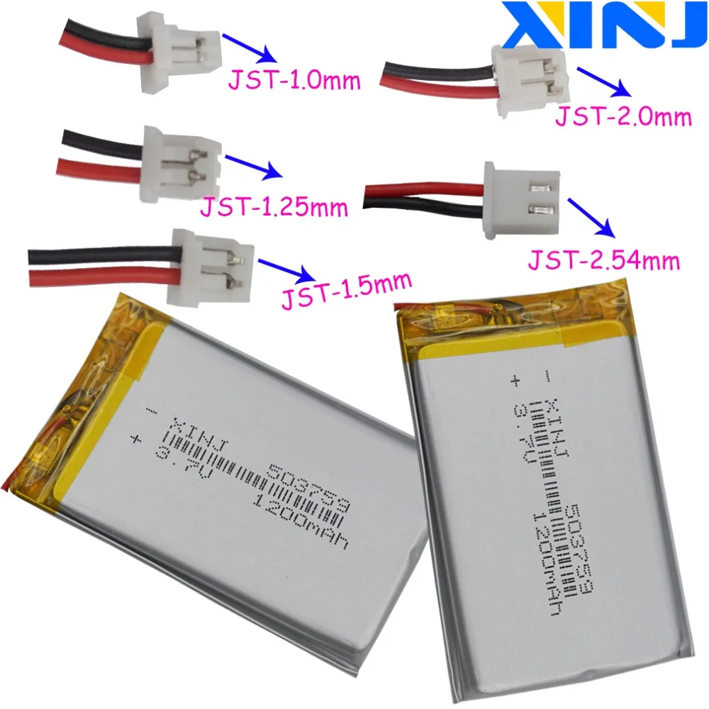 3.7V 1200mAh Polymer LiPo Li Lithium Battery 503759 JST 2pin 1.0/1.25/1.5/2.0/2.54mm For GPS PDA Camera Navigation Music Player
3.7V 1200mAh Polymer LiPo Li Lithium Battery 503759 JST 2pin 1.0/1.25/1.5/2.0/2.54mm For GPS PDA Camera Navigation Music Player