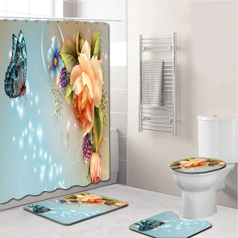 Elegant Flowers Pattern Shower Curtain Mat Set Non Slip Rugs Carpet for Bathroom Toilet Bath
Elegant Flowers Pattern Shower Curtain Mat Set Non Slip Rugs Carpet for Bathroom Toilet Bath