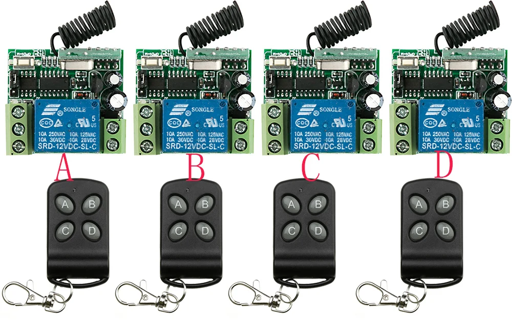 New DC12V 10A 1CH Wireless Remote Control System 4 transmitter and 4 receiver light /lamp/ window/Garage Doors
New DC12V 10A 1CH Wireless Remote Control System 4 transmitter and 4 receiver light /lamp/ window/Garage Doors