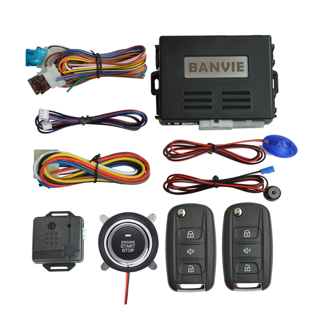 BANVIE 1 Way Car Security Alarm System with Remote Engine Start and Push to Start Stop Button
BANVIE 1 Way Car Security Alarm System with Remote Engine Start and Push to Start Stop Button
