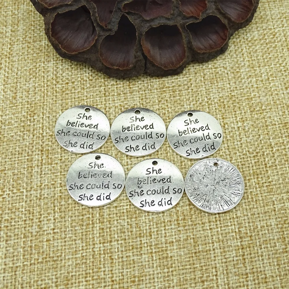 Zinc Alloy Metal Pendants Charms She Believed she could so she Did Bracelets pendants for Lady
Zinc Alloy Metal Pendants Charms She Believed she could so she Did Bracelets pendants for Lady