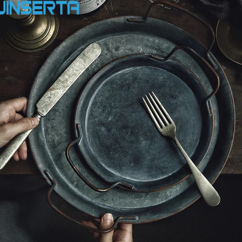 Металлический поднос JINSERTA, ретро тарелка с ручкой ручной работы, Круглый кованый винтажный поднос для хранения хлеба, домашний декор, Ресторан
Металлический поднос JINSERTA, ретро тарелка с ручкой ручной работы, Круглый кованый винтажный поднос для хранения хлеба, домашний декор, Ресторан