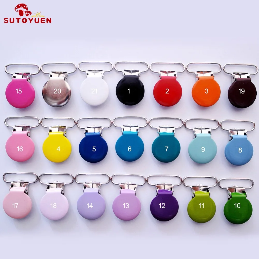 Free Shipping Mixed 21 Colors Round Shape Metal Suspender Clips , Metal pacifier clips for 25mm webbing with Plastic tooth clip
Free Shipping Mixed 21 Colors Round Shape Metal Suspender Clips , Metal pacifier clips for 25mm webbing with Plastic tooth clip