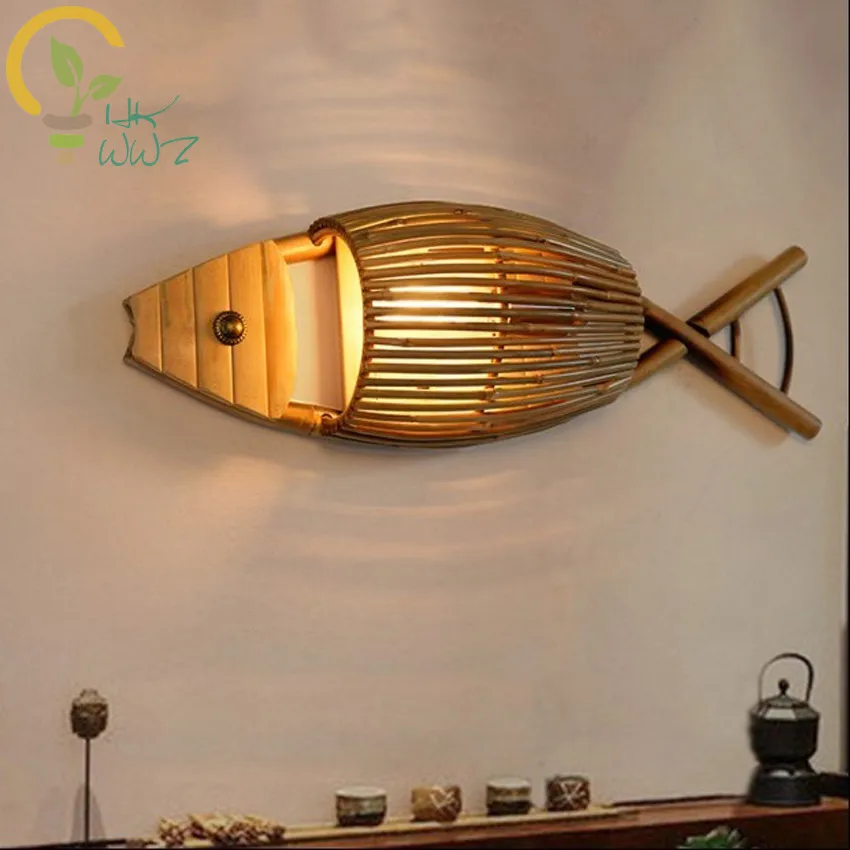 Modern Handmade Bamboo Weaving Fish Shape Wall Lamp Personality Restaurant Caf Decorative Wall Lights
Modern Handmade Bamboo Weaving Fish Shape Wall Lamp Personality Restaurant Caf Decorative Wall Lights
