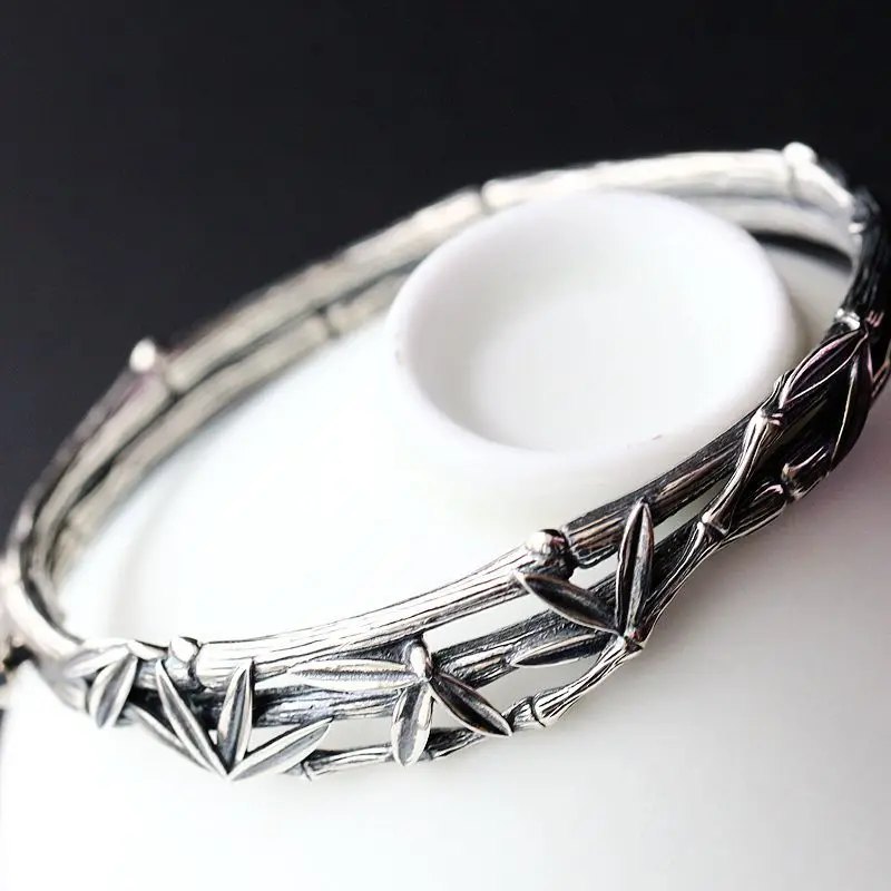 Silver Jewelry Wholesale S925 Sterling Silver Open Cuff Bangle Retro Thai Silver Bangle Rich Bamboo Female Silver Bangle
Silver Jewelry Wholesale S925 Sterling Silver Open Cuff Bangle Retro Thai Silver Bangle Rich Bamboo Female Silver Bangle