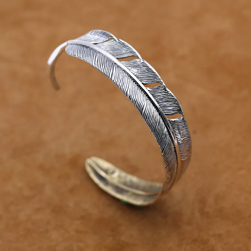 S925 Sterling Silver Jewelry Retro Thai Silver Feather Men And Women Personality Open Ended Japan And South Korea Popular Bangle
S925 Sterling Silver Jewelry Retro Thai Silver Feather Men And Women Personality Open Ended Japan And South Korea Popular Bangle