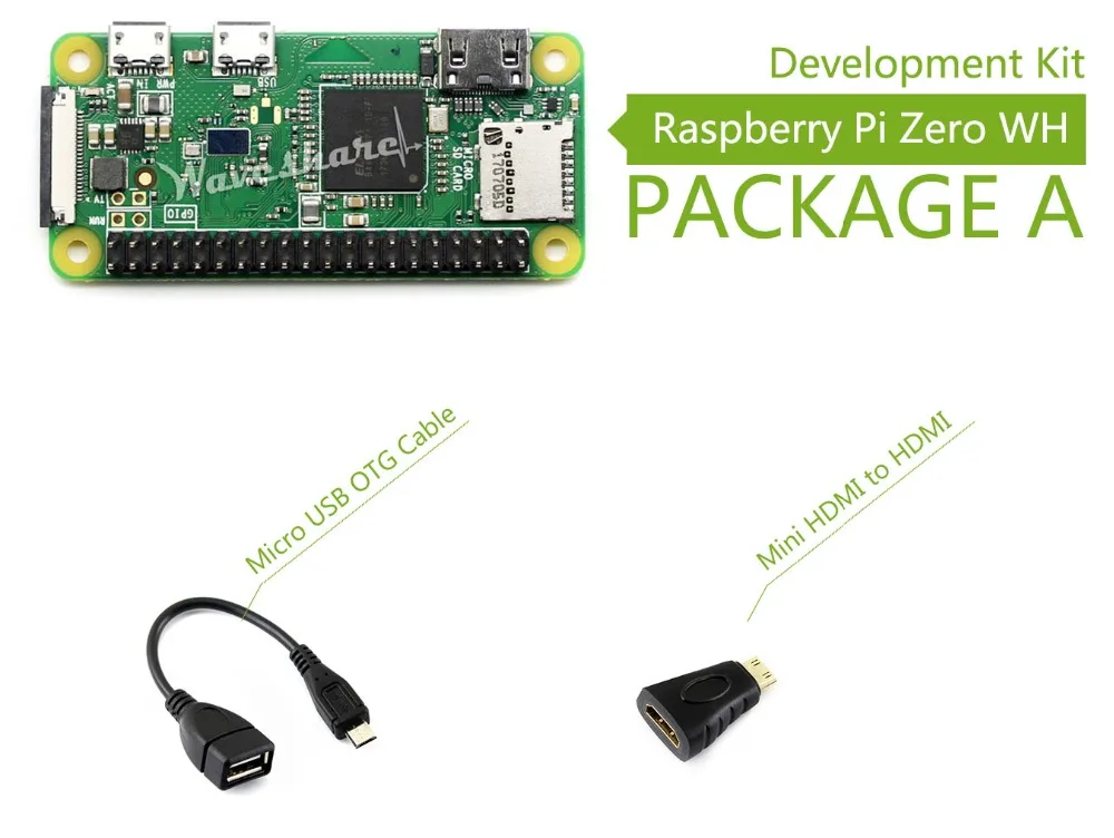 Raspberry Pi Zero WH (built-in WiFi, pre-soldered headers) Development Kit Type A, Basic Components
Raspberry Pi Zero WH (built-in WiFi, pre-soldered headers) Development Kit Type A, Basic Components
