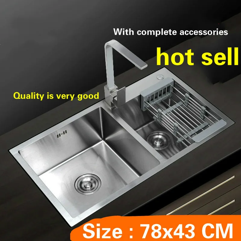 Free shipping hand made stainless steel household kitchen sink common durable double groove hot sell 78x43 CM
Free shipping hand made stainless steel household kitchen sink common durable double groove hot sell 78x43 CM