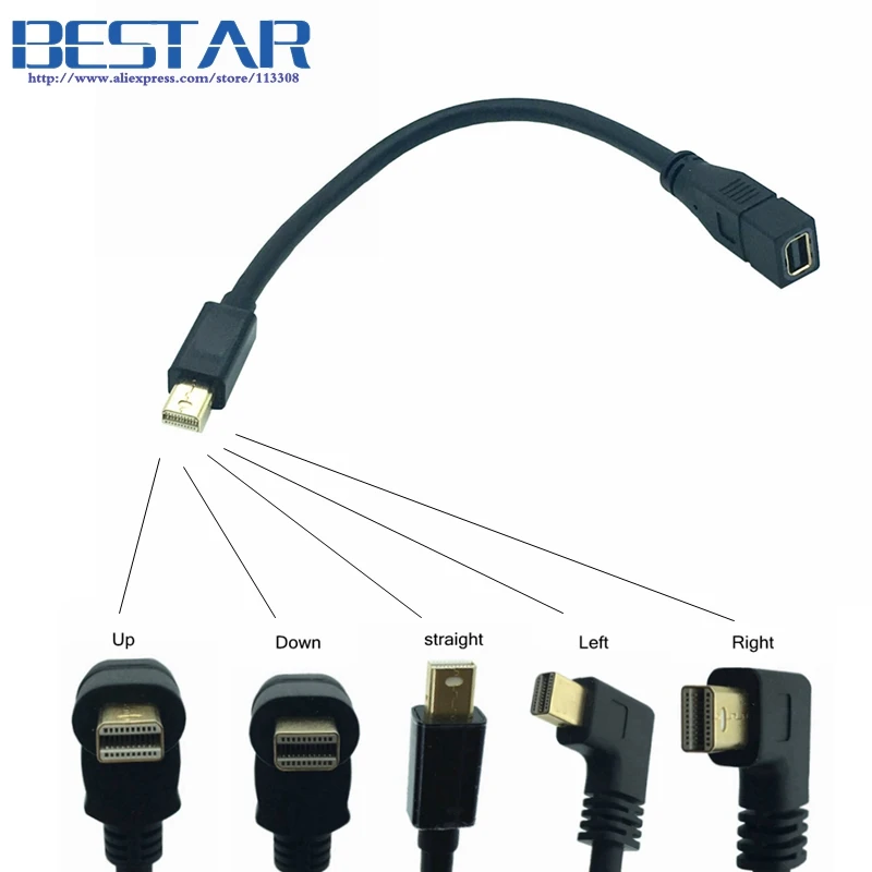 Mini DisplayPort Male To Female 90 Degree Up & Down & Left & Right Angled Mini Display Port DP Extension Cable
Mini DisplayPort Male To Female 90 Degree Up & Down & Left & Right Angled Mini Display Port DP Extension Cable
