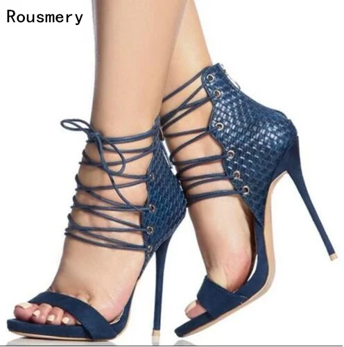 Summer 2017 Sexy Women Black/Blue Cross Lace Up Open Toe Zip Back Stiletto Heels High Heel Party Sandals Shoes Lady
Summer 2017 Sexy Women Black/Blue Cross Lace Up Open Toe Zip Back Stiletto Heels High Heel Party Sandals Shoes Lady