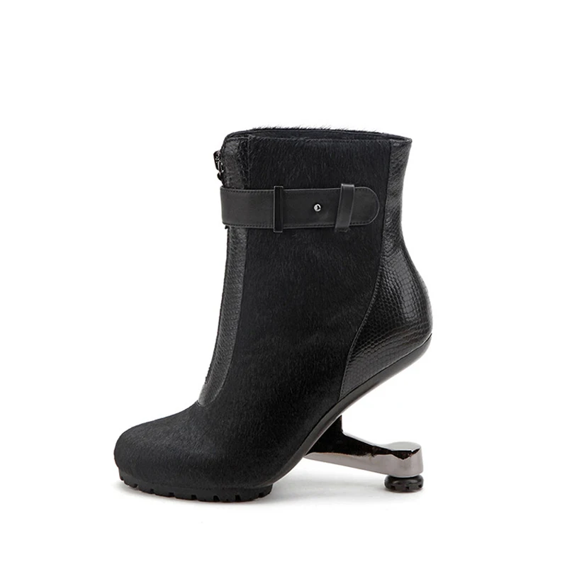 Women Genuine Leather Winter Boots Ankle Horsehair Strange Metal High Heel Front Zipper Botte Femme Brown Black HL131 MUYISEXI
Women Genuine Leather Winter Boots Ankle Horsehair Strange Metal High Heel Front Zipper Botte Femme Brown Black HL131 MUYISEXI