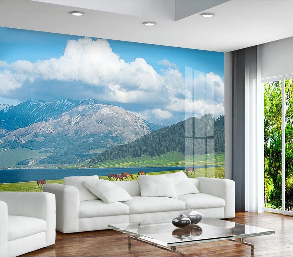 Custom wallpaper Blue sky white clouds xinjiang lawn landscape living room background wall
Custom wallpaper Blue sky white clouds xinjiang lawn landscape living room background wall