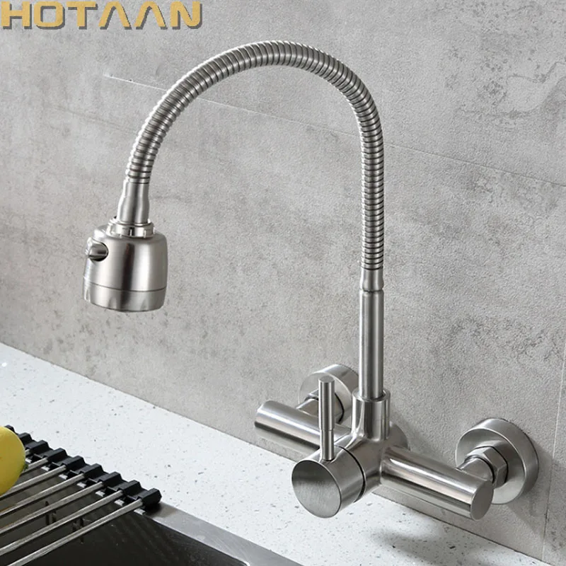 Wall Mounted Stream Sprayer Kitchen Faucet Single Handle Dual Holes SUS304 Stainless Steel Flexible Hose Kitchen Mixer Taps 6032
Wall Mounted Stream Sprayer Kitchen Faucet Single Handle Dual Holes SUS304 Stainless Steel Flexible Hose Kitchen Mixer Taps 6032