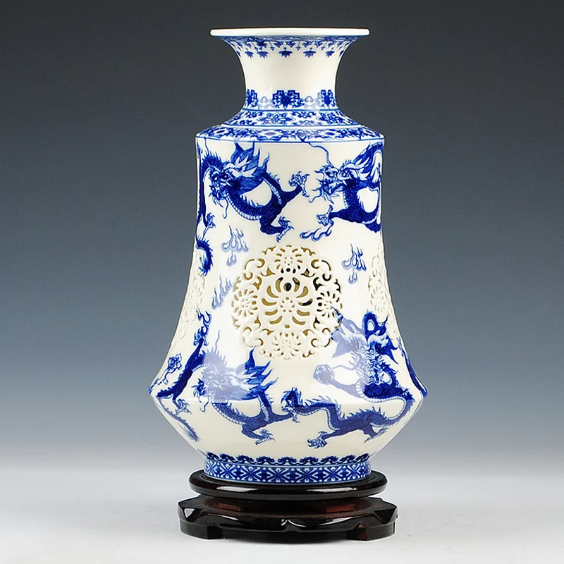 Antique Chinese-style Palace Restoring Ancient Ways Jingdezhen Dragon Ceramic Vase Flower Decoration blue-white-porcelain-vase
Antique Chinese-style Palace Restoring Ancient Ways Jingdezhen Dragon Ceramic Vase Flower Decoration blue-white-porcelain-vase