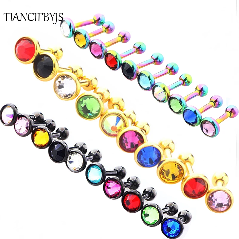 TIANCIFBYJS Tragus Ear Helix Ring Wholesales 100ps Mix Crystal Silver Black Gold Lip Bar Body Jewelry Cartilage Earring Stud
TIANCIFBYJS Tragus Ear Helix Ring Wholesales 100ps Mix Crystal Silver Black Gold Lip Bar Body Jewelry Cartilage Earring Stud