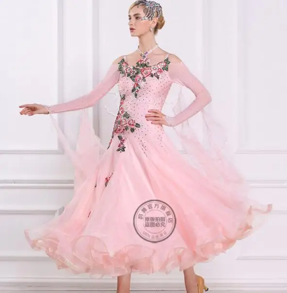 Pink ballroom dance competition dresses waltz girls women womens standard dance dresses long sleeve
Pink ballroom dance competition dresses waltz girls women womens standard dance dresses long sleeve