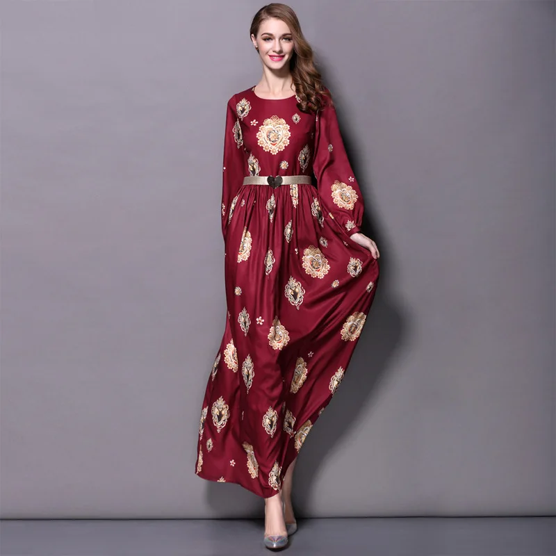 women's dress 2016Spring Summer dress for lady New Fashion Design Maxi Dress Women's Long Sleeve Printed Party Long Dress sashes
women's dress 2016Spring Summer dress for lady New Fashion Design Maxi Dress Women's Long Sleeve Printed Party Long Dress sashes