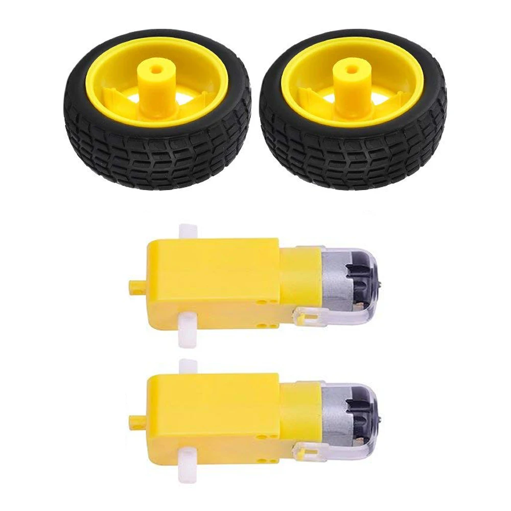 4Pcs TT Motor 130motor with the wheel 2pcs TT motor 2pcs 65mm wheel Smart Car Robot Gear Motor for Arduino DC 3V-6V Gear Motor
4Pcs TT Motor 130motor with the wheel 2pcs TT motor 2pcs 65mm wheel Smart Car Robot Gear Motor for Arduino DC 3V-6V Gear Motor