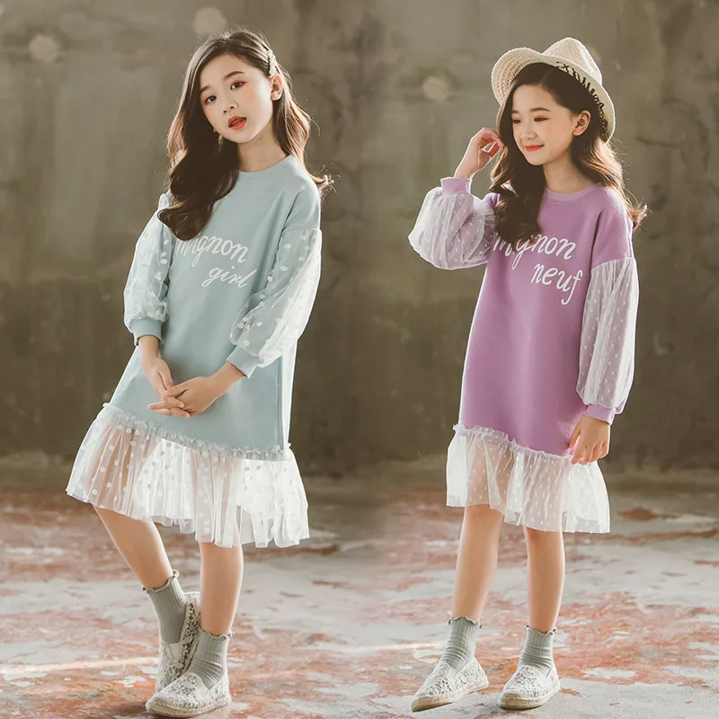 girl long-sleeved dress spring 2019 new Color matching letter mesh clothing spring and autumn models of foreign dresses
girl long-sleeved dress spring 2019 new Color matching letter mesh clothing spring and autumn models of foreign dresses