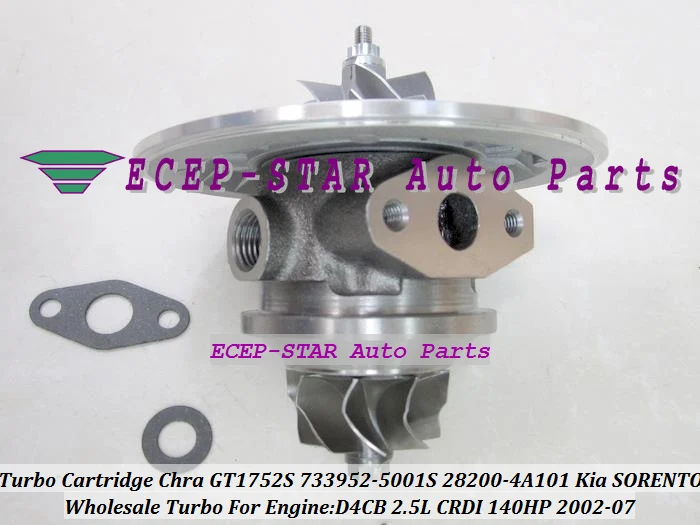 Turbo Cartridge CHRA GT1752S 733952-5001S 733952-0001 28200-4A101 28201-4A101 733952 Turbocharger For KIA SORENTO D4CB 2.5L CRDI
Turbo Cartridge CHRA GT1752S 733952-5001S 733952-0001 28200-4A101 28201-4A101 733952 Turbocharger For KIA SORENTO D4CB 2.5L CRDI