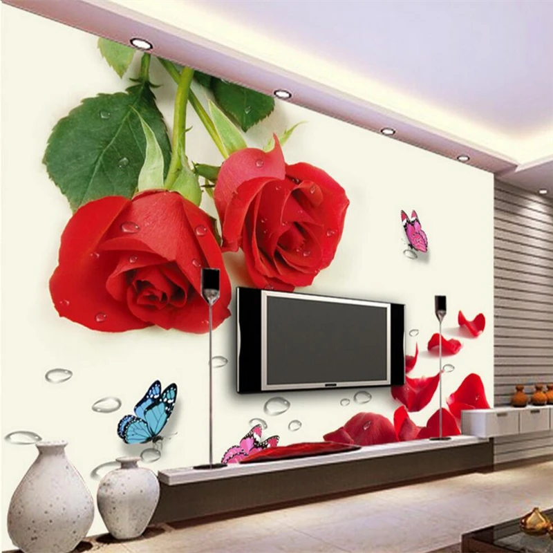 beibehang Wallpaper Mural Wall Sticker Dream Red Rose Flower Butterfly Water Drop TV Wall papel de parede 3d para sala atacad
beibehang Wallpaper Mural Wall Sticker Dream Red Rose Flower Butterfly Water Drop TV Wall papel de parede 3d para sala atacad