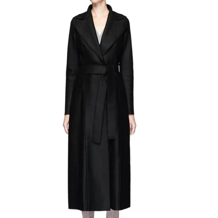 Winter Women turn down collar Black Woolen Maxi Long Coat Slim Belt Robe wool blends Overcoat
Winter Women turn down collar Black Woolen Maxi Long Coat Slim Belt Robe wool blends Overcoat