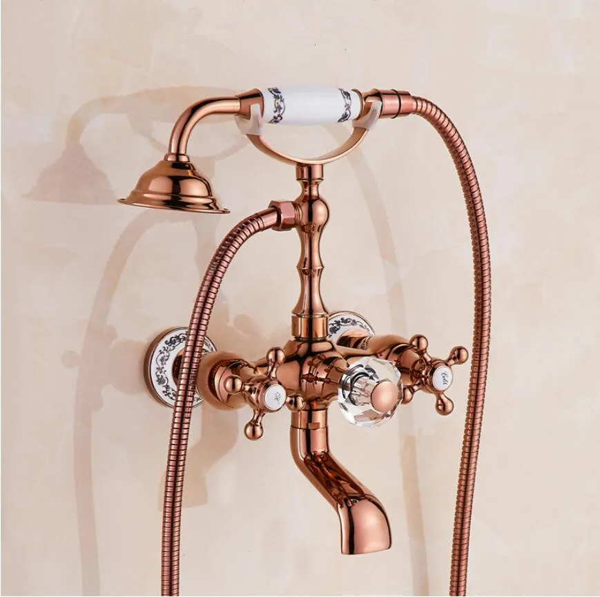 Bathtub Faucet Brass Rose Gold/Gold/Chrome Wall Mounted Rain Shower Faucet Hand held 2 Handle Luxury Bathroom Crane Tap Set
Bathtub Faucet Brass Rose Gold/Gold/Chrome Wall Mounted Rain Shower Faucet Hand held 2 Handle Luxury Bathroom Crane Tap Set