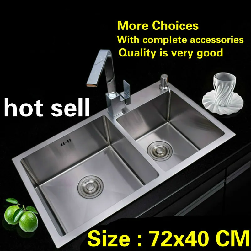 Free shipping Standard kitchen sink durable manual 3 mm thick food grade 304 stainless steel vogue double groove 72x40 CM
Free shipping Standard kitchen sink durable manual 3 mm thick food grade 304 stainless steel vogue double groove 72x40 CM