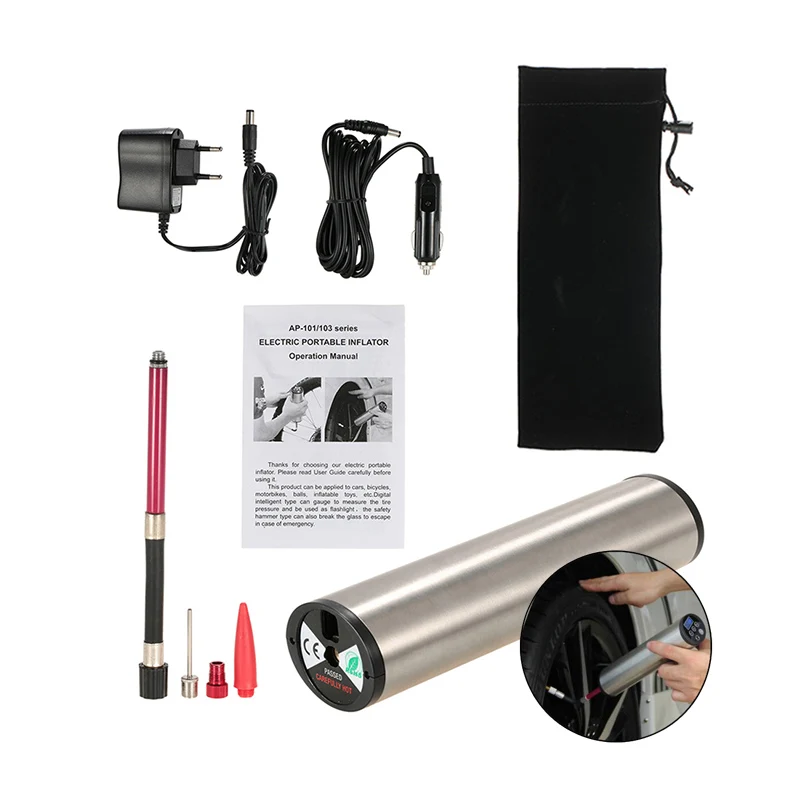 Portable Electric Car Bicycle Bike Inflatable Pump with LCD Display 150PSI 12V Rechargeable Air Compressor Tire Inflator Pump
Portable Electric Car Bicycle Bike Inflatable Pump with LCD Display 150PSI 12V Rechargeable Air Compressor Tire Inflator Pump