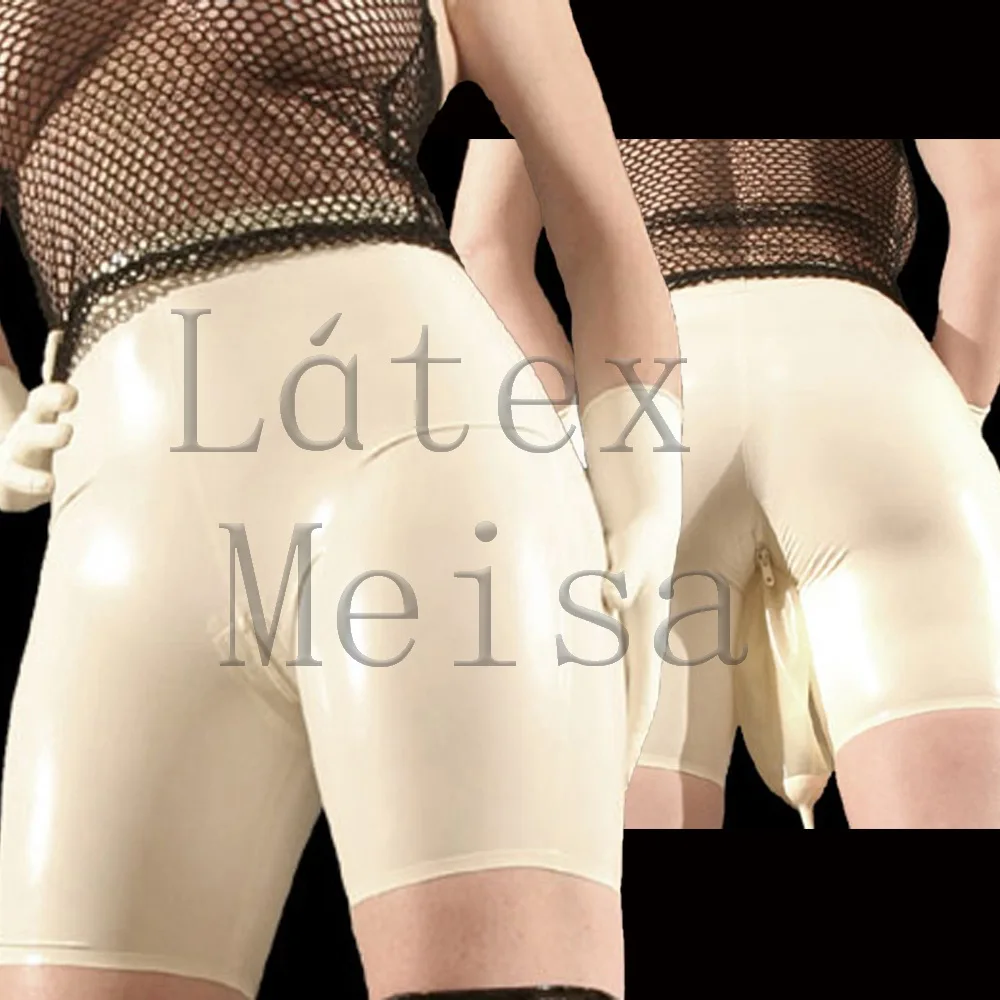 Novelty pee holder design women's latex shorts with crotch zip in white color
Novelty pee holder design women's latex shorts with crotch zip in white color