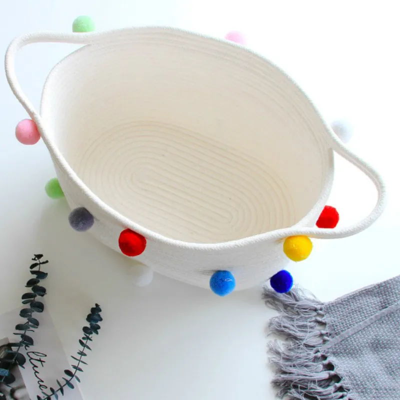 Basket Laundry Cotton Thread Basket Modern Nordic Cute Colorful Little Balls Book Cloth Toys Holder Kid Room Decoration
Basket Laundry Cotton Thread Basket Modern Nordic Cute Colorful Little Balls Book Cloth Toys Holder Kid Room Decoration