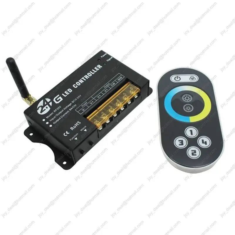 DC5-24V 8A x 2 CH Color Temperature Adjustable Controller RF202 with 2.4GHz RF Touch Remote for Dual White(CW/WW) CCT LED Strips
DC5-24V 8A x 2 CH Color Temperature Adjustable Controller RF202 with 2.4GHz RF Touch Remote for Dual White(CW/WW) CCT LED Strips