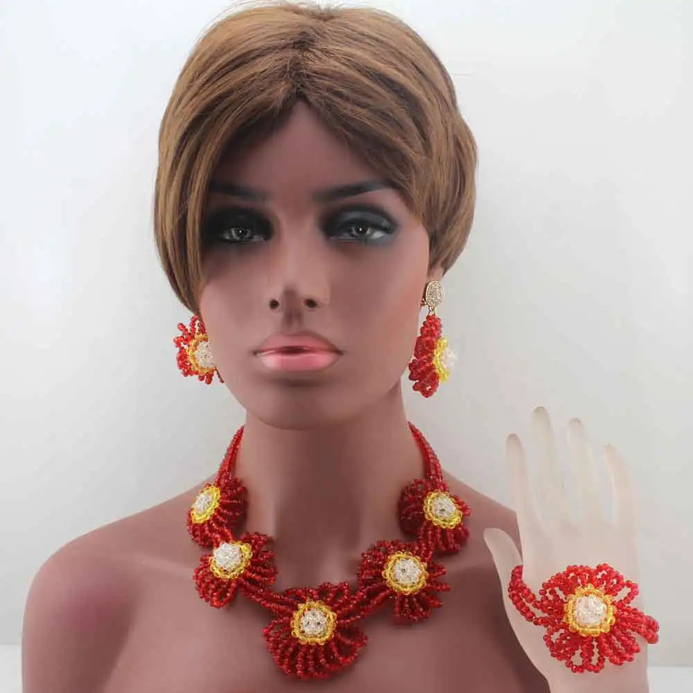 2016 New Fashion Red/Yellow&Mix African Wedding Necklace Set Asoebi African Bridal Beads Red Flower Jewelry Free Shipping W13646
2016 New Fashion Red/Yellow&Mix African Wedding Necklace Set Asoebi African Bridal Beads Red Flower Jewelry Free Shipping W13646