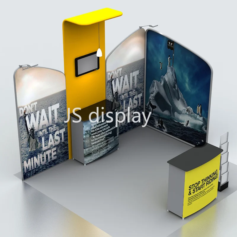 10ft Trade Show Display System Pop Up Banner Booth with Podiums TV Mount Custom Graphic
10ft Trade Show Display System Pop Up Banner Booth with Podiums TV Mount Custom Graphic