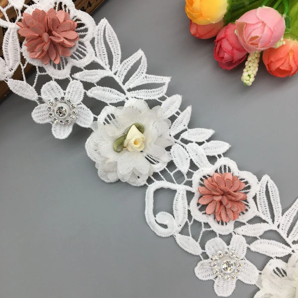 1 Yards Soluble Cotton 3D Rose Flowers Lace Trim Diamond Embroidered Ribbon Laces Fabric Handmade Wedding Applique Sewing Craft
1 Yards Soluble Cotton 3D Rose Flowers Lace Trim Diamond Embroidered Ribbon Laces Fabric Handmade Wedding Applique Sewing Craft