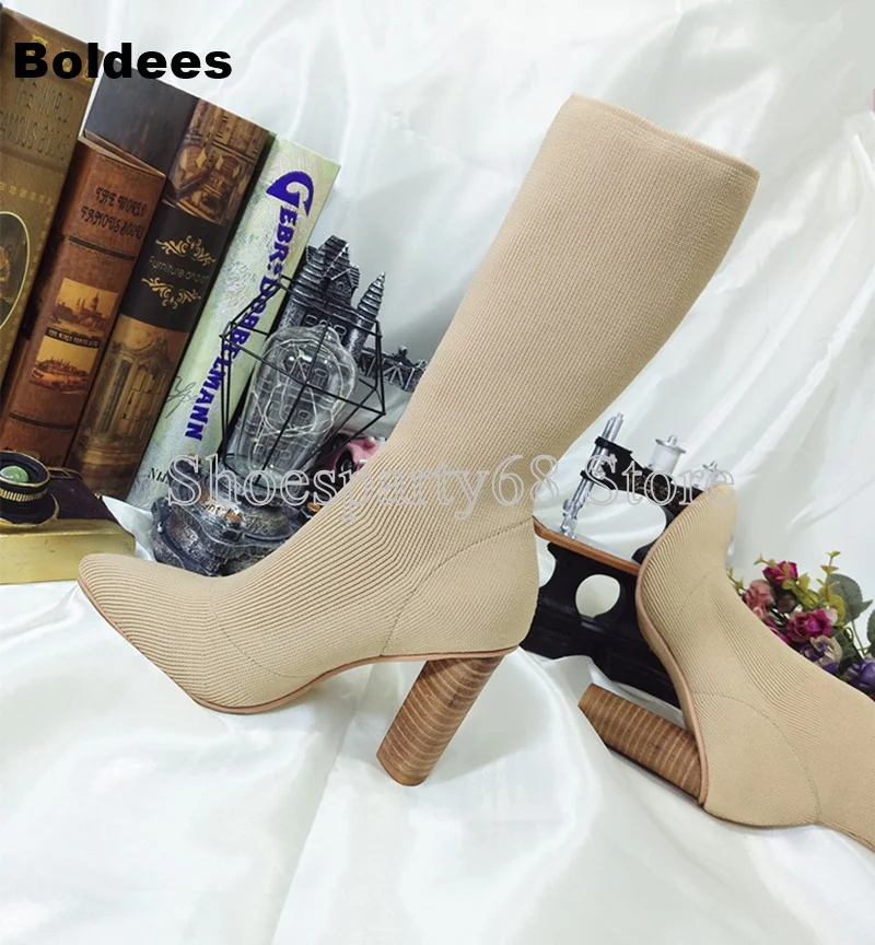 Fashion Stretch Pointed Toe Mid-calf Short Elastic Boots Woman 7cm and 9cm Beige Black Weave Sock Boot
Fashion Stretch Pointed Toe Mid-calf Short Elastic Boots Woman 7cm and 9cm Beige Black Weave Sock Boot